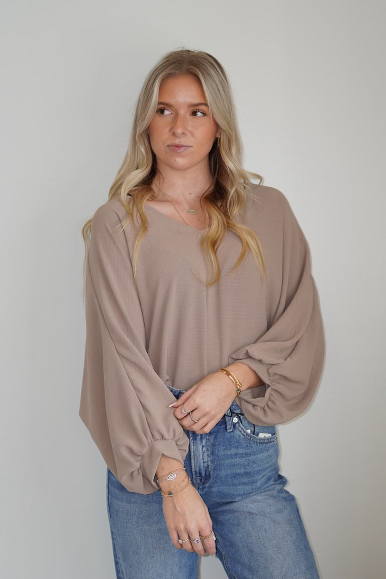 Penny Puff Sleeve V-neck Blouse