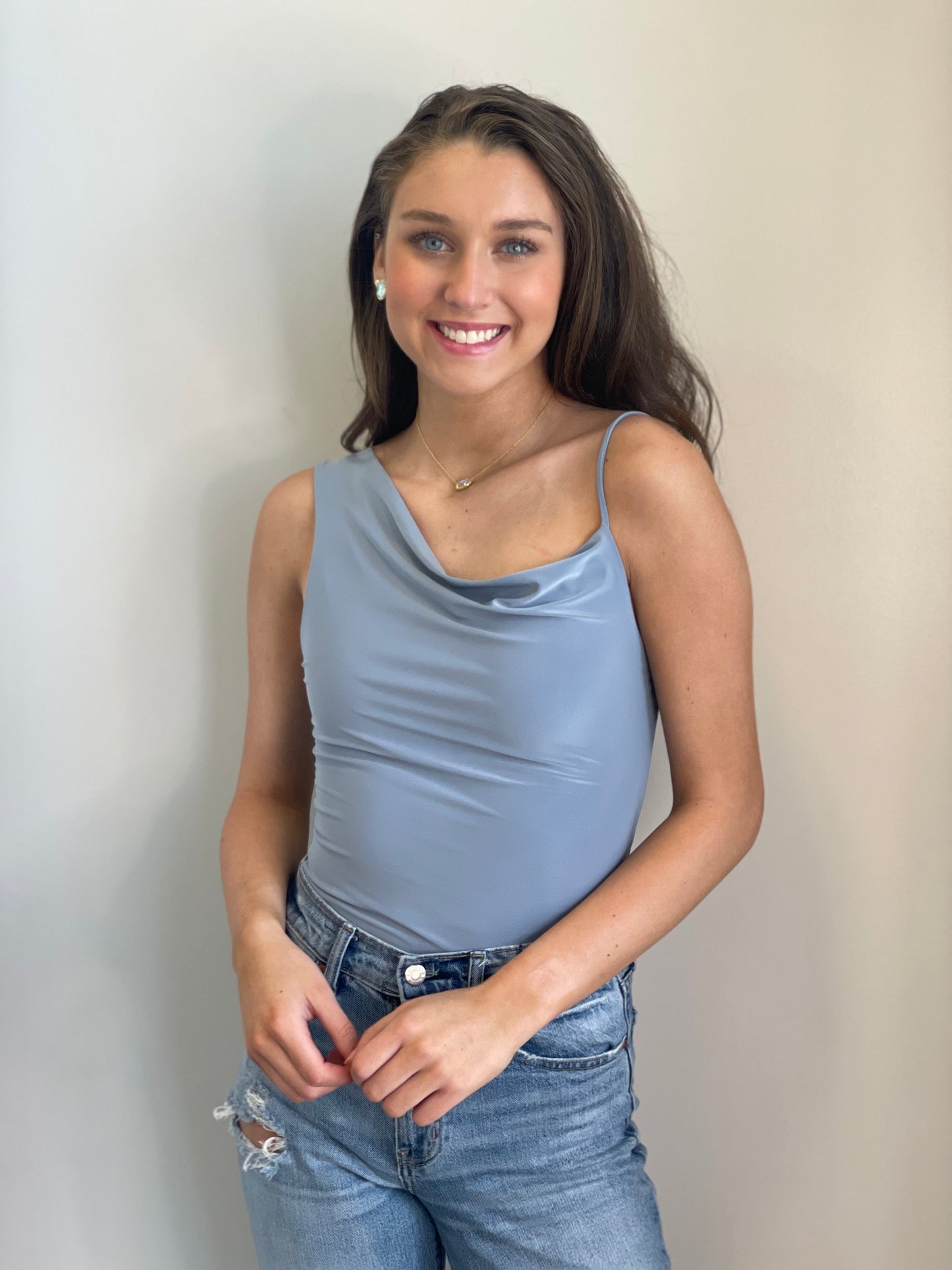 Jules One Shoulder Drape Neck Bodysuit