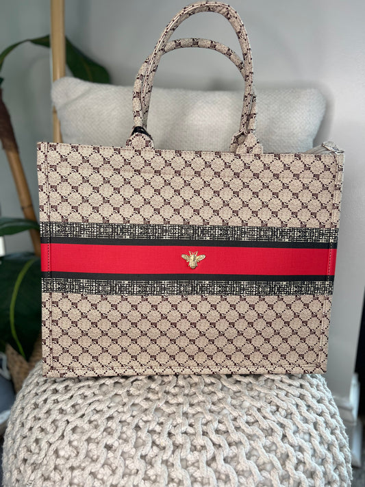 Fashion Pattern Stripe Bee Tote Bag