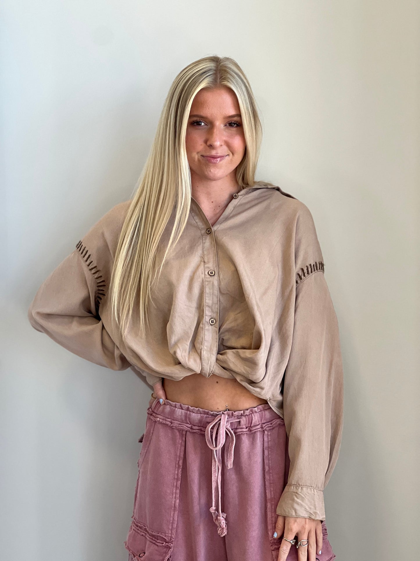 Mary Washed Caramel with Tonal Darker Whip Stitching