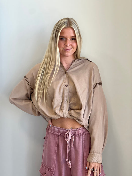 Mary Washed Caramel with Tonal Darker Whip Stitching