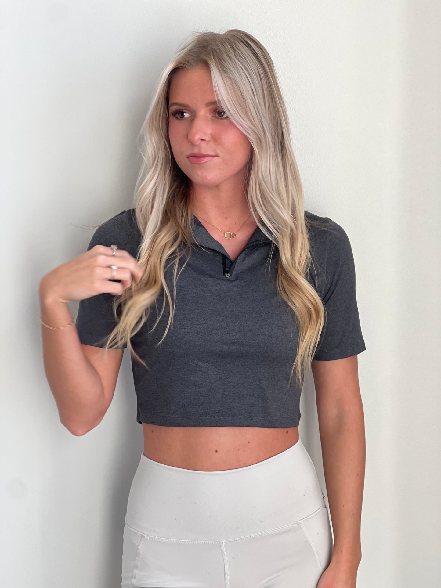 Heather Grey Half Zip Active Top