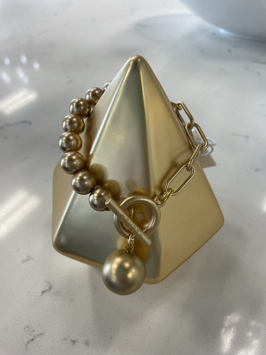 Beaded Charm And Chain Toggle Bracelet