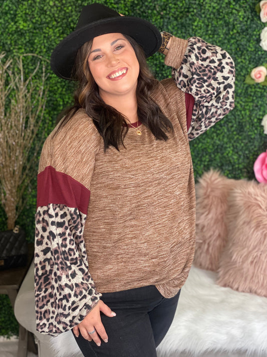 Tina Leopard Color Block Lush Top