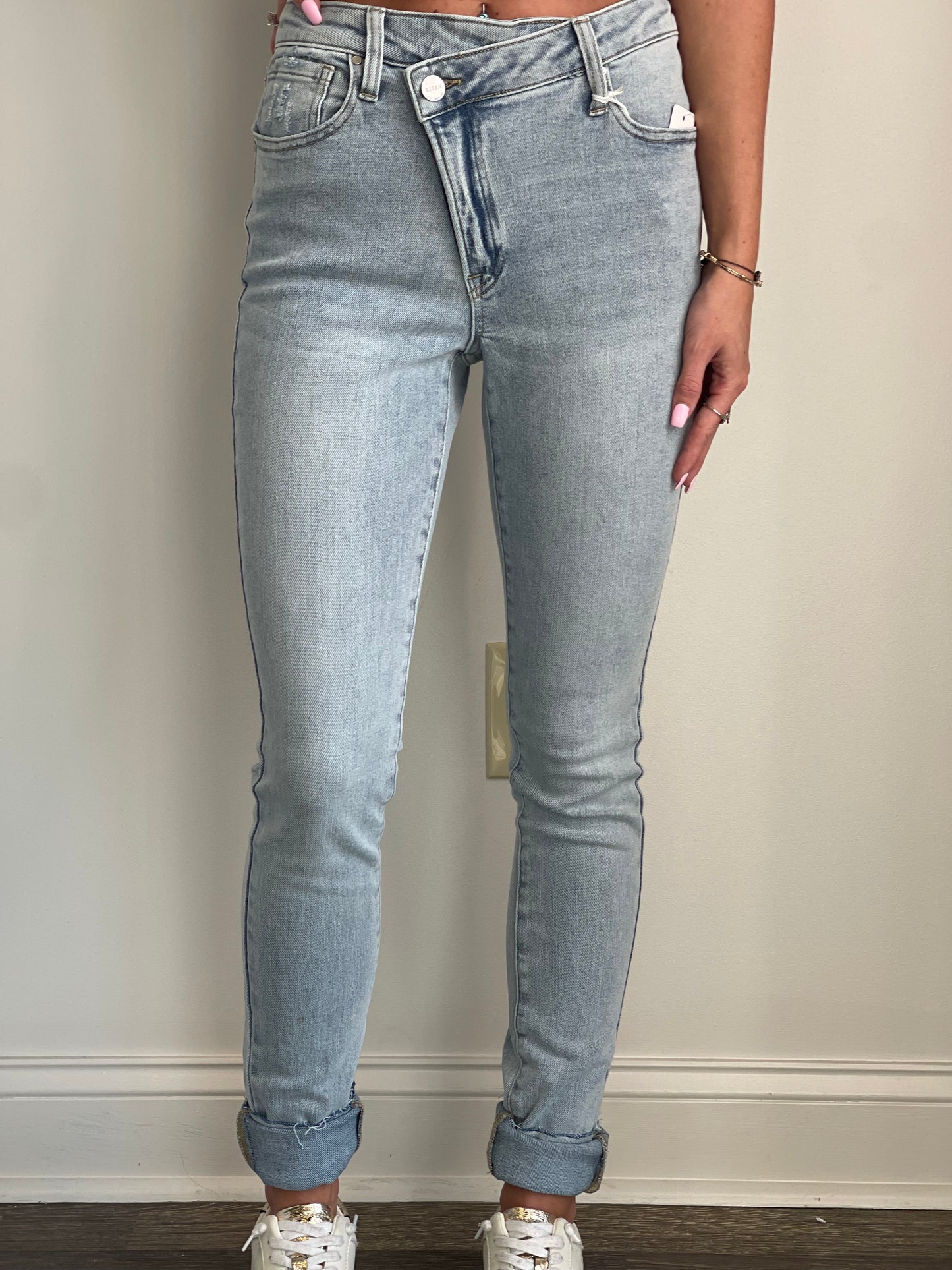 Sylvie High Rise Long Inseam Crossover Skinny Jean