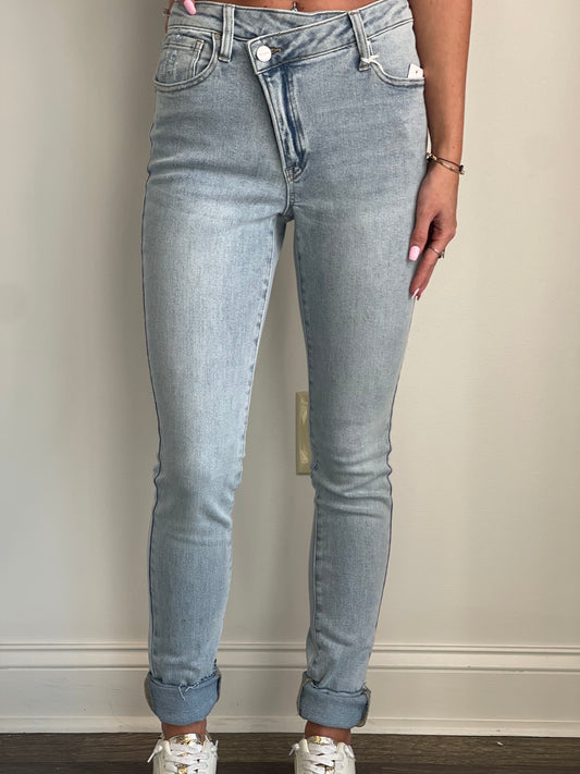Sylvie High Rise Long Inseam Crossover Skinny Jean