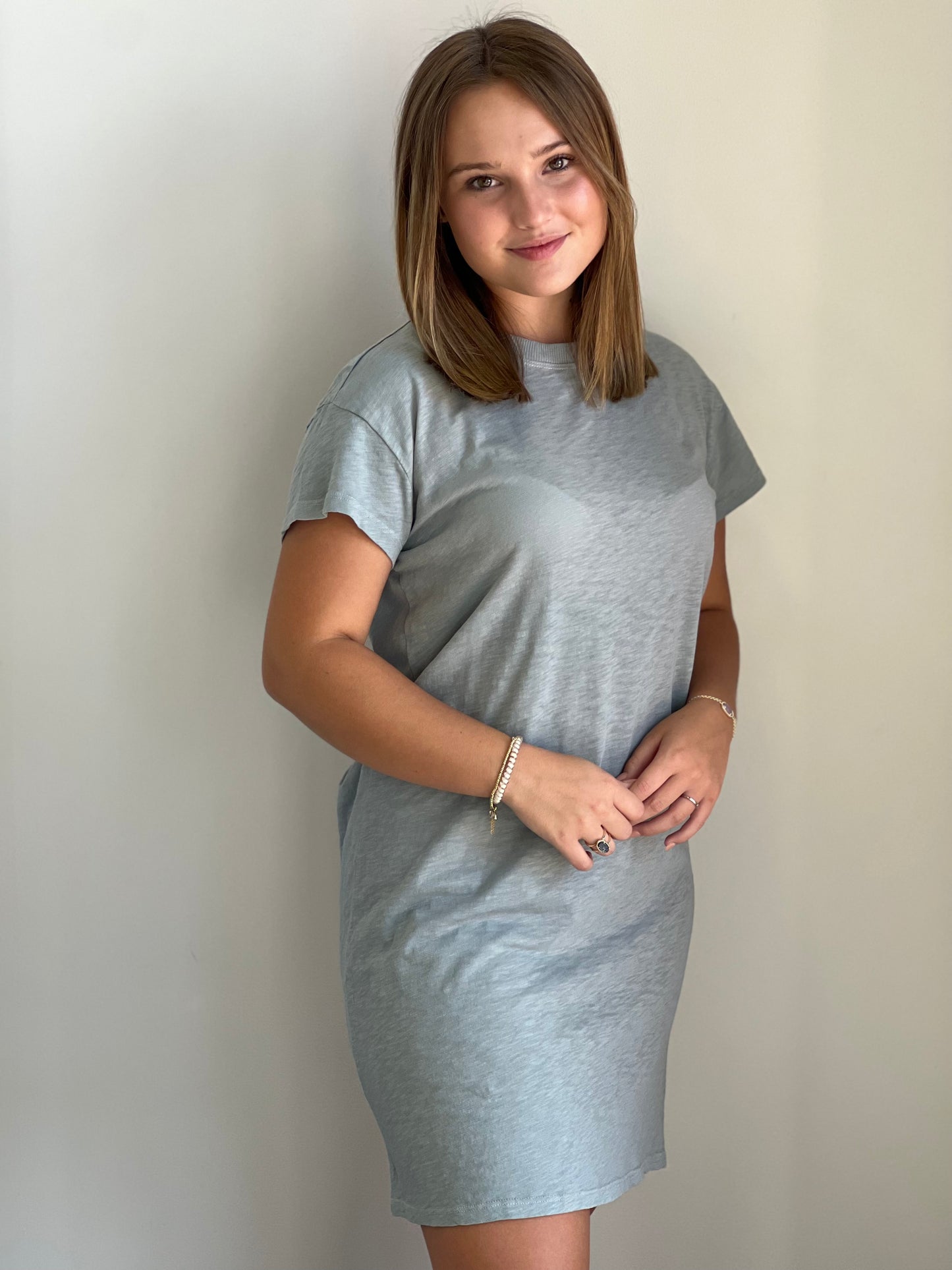 Modern Crew Slub Tee Dress Morning Fog