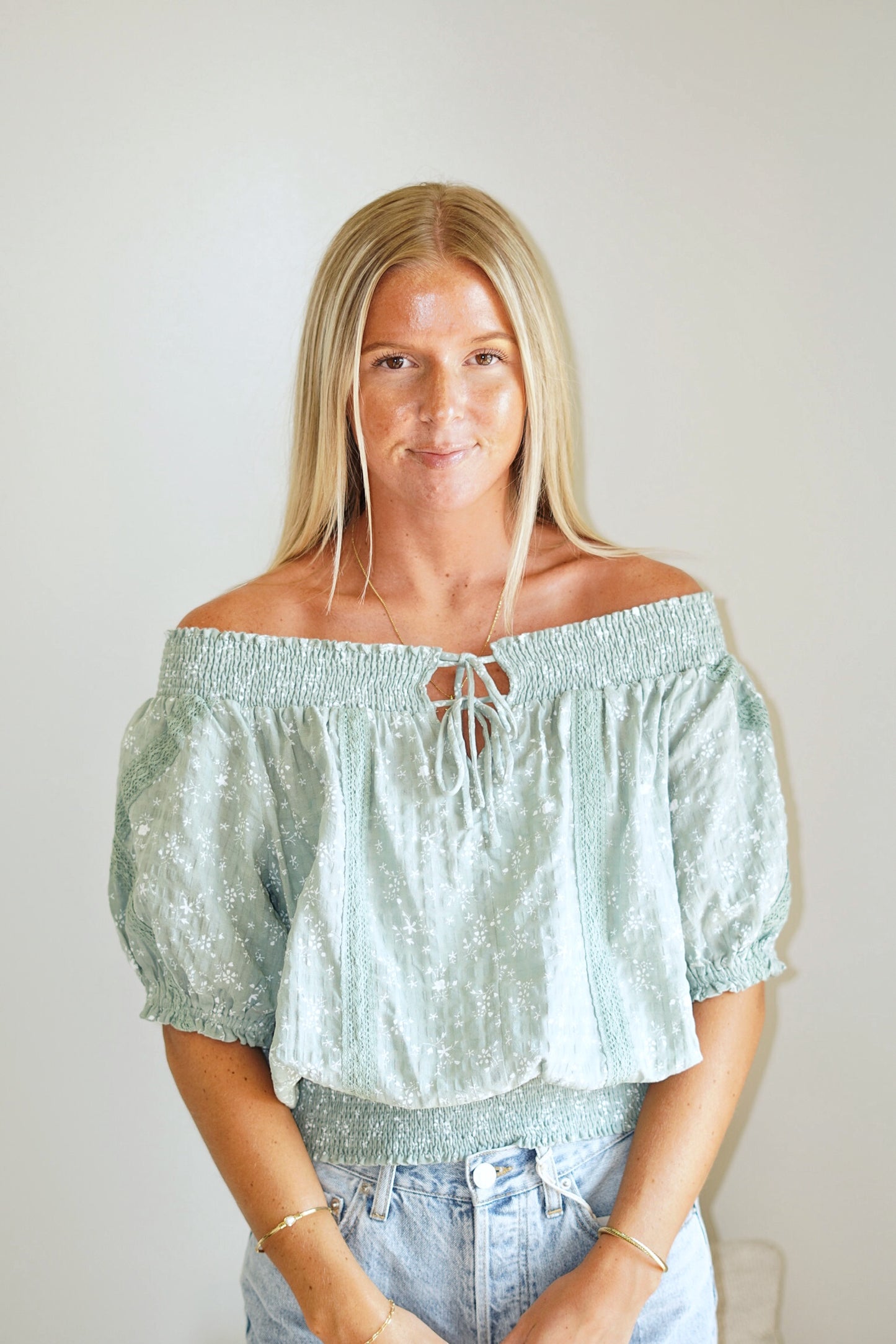 Polly Printed Puff Top