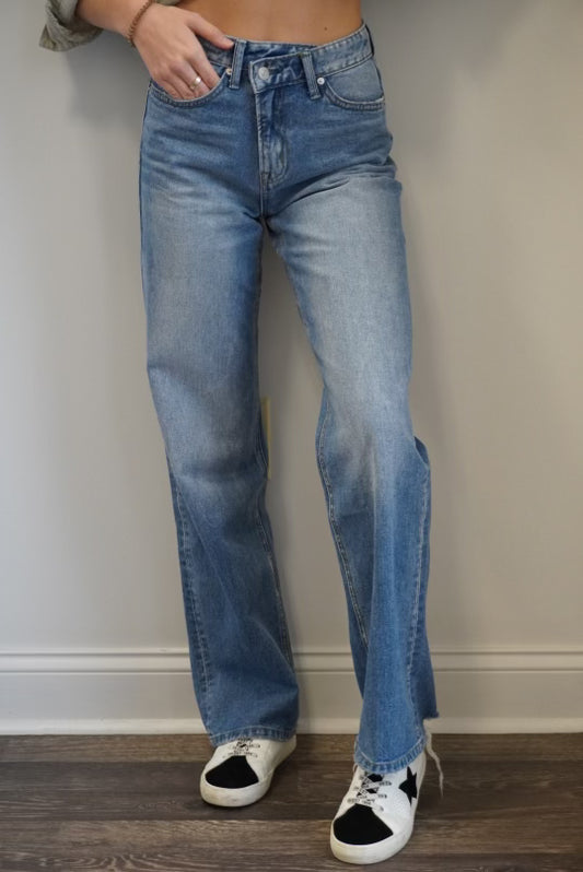 Dakota High Rise Criss Cross Wide Leg Jeans