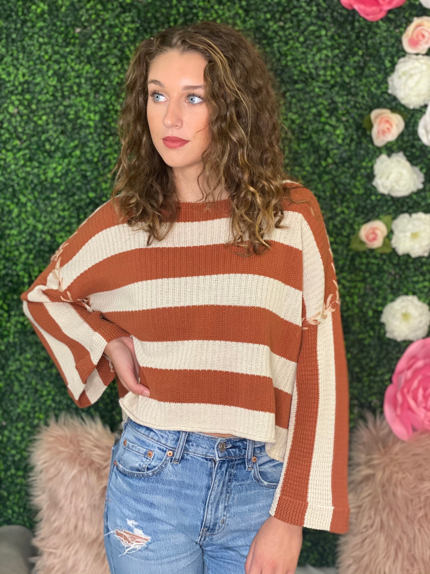 Serena Stitch Striped Sweater