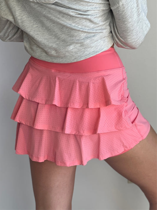 Luna Micro-Perforated Ruffle Back Active Skort