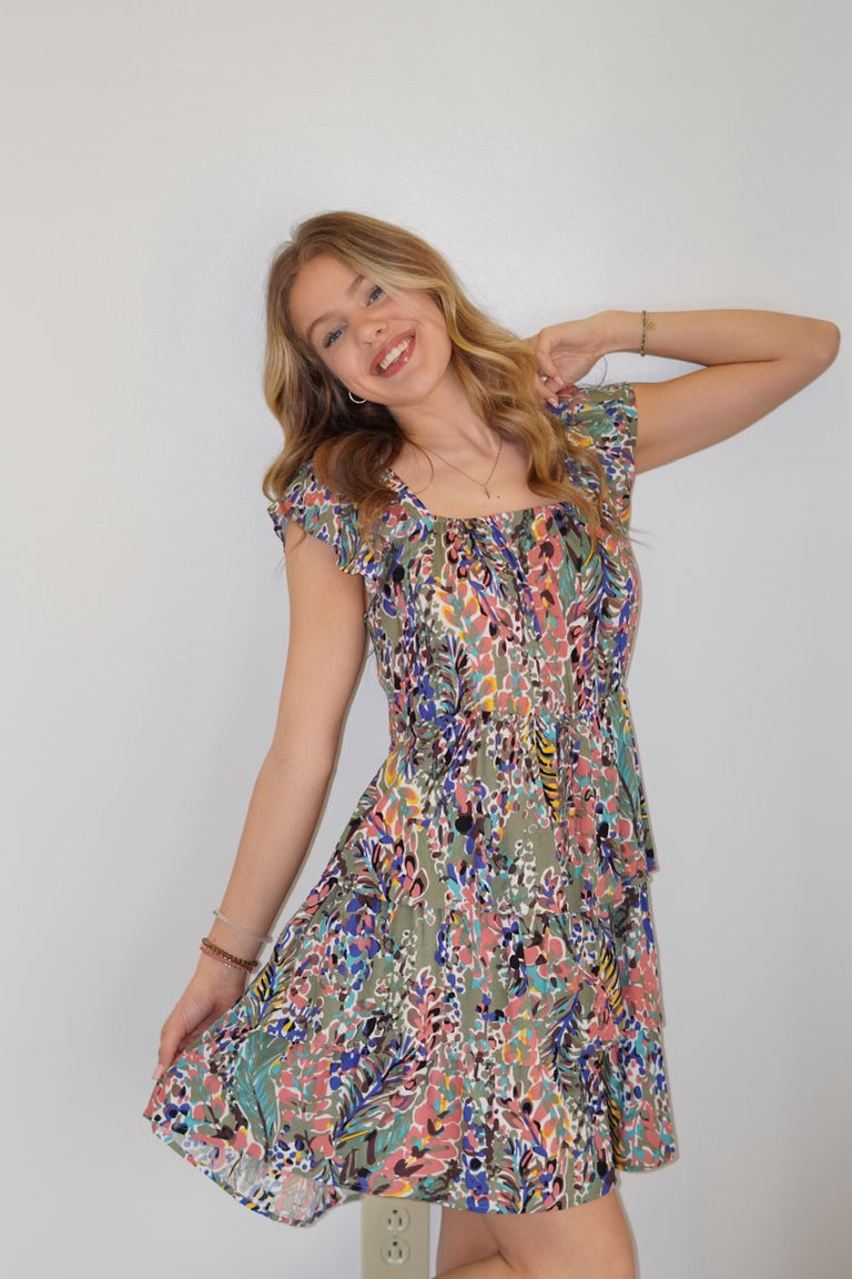 Elana Wild Floral Ruffle Dress