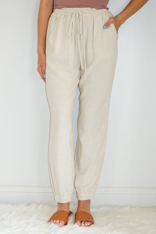 Tasha Poly Linen Joggers