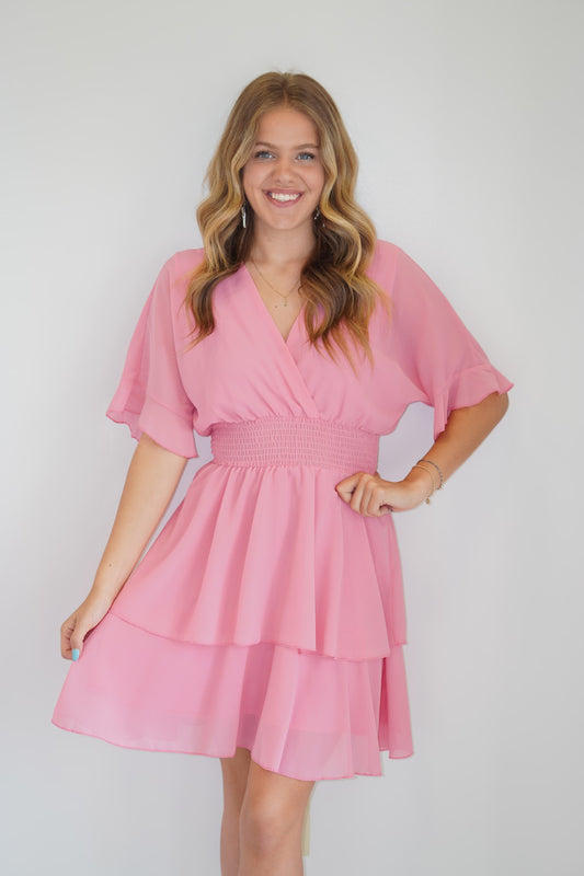Olivia Short Sleeve Ruffle Dress
