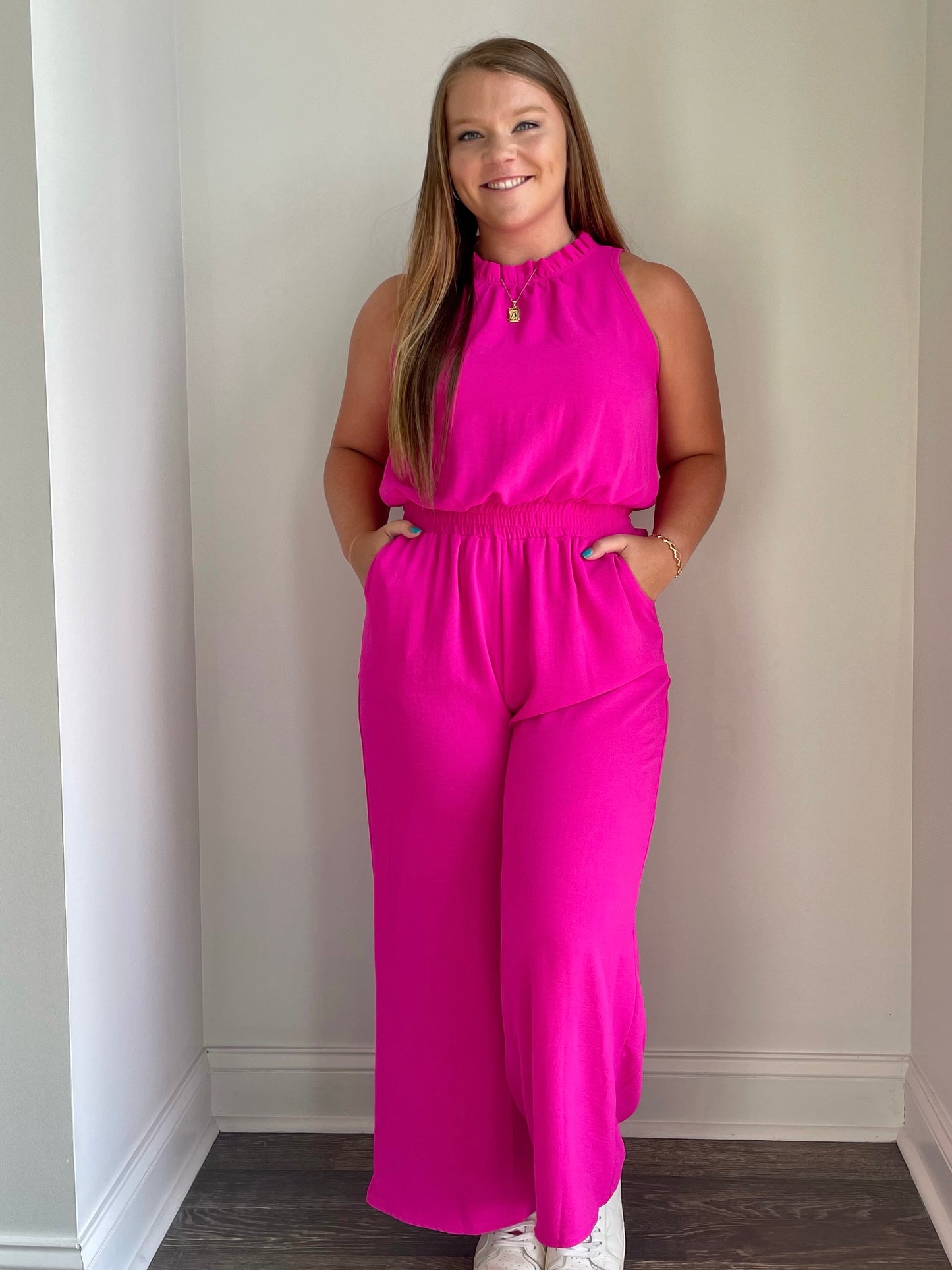 Henley High Ruffle Neck Romper