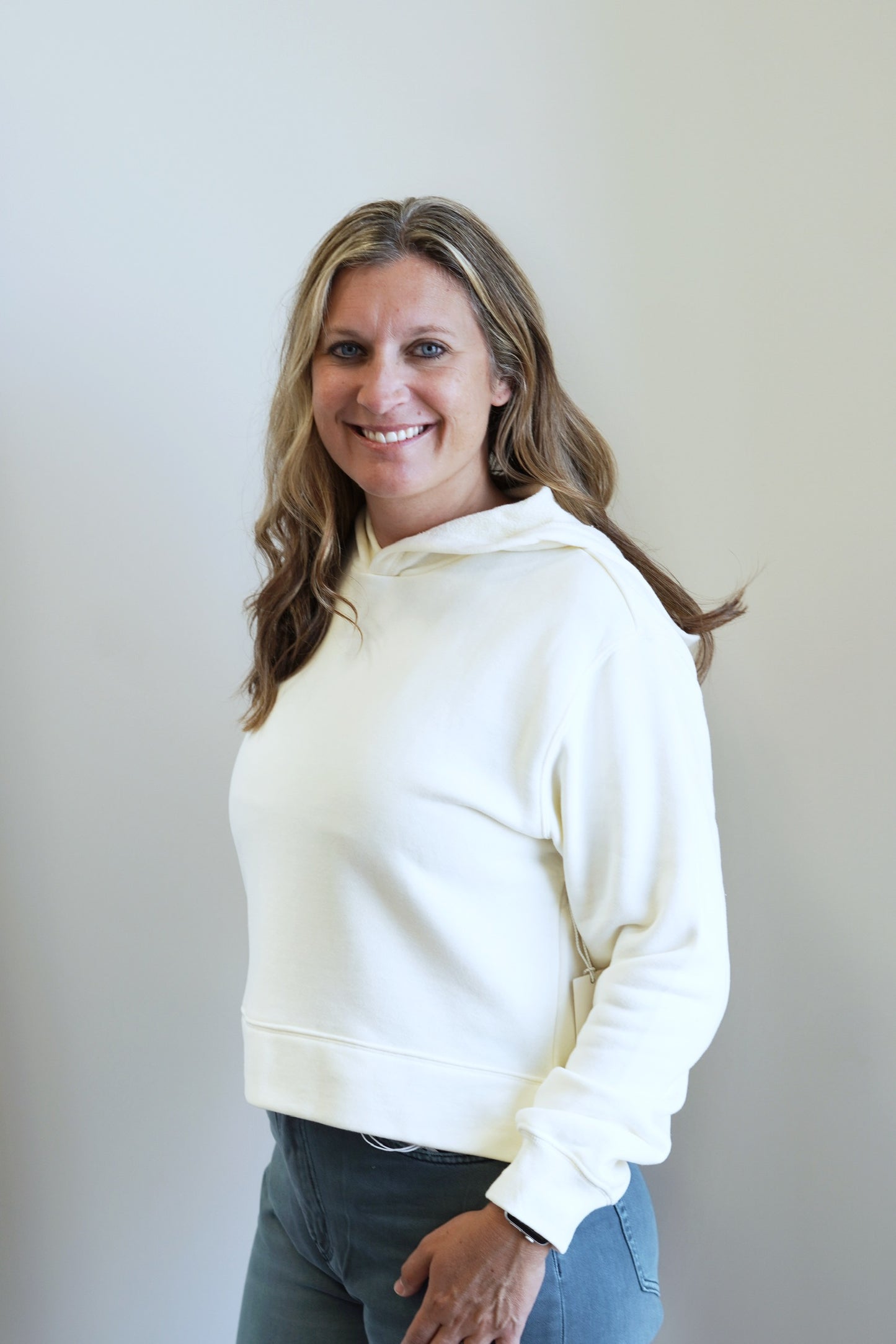 Layered Up Hoodie No Pockets, No Drawstrings Sandstone Long Cuffed Sleeves Hooded Neckline Skimmer Length Fabric Content: 68% Cotton 17% Polyester 15% Rayon