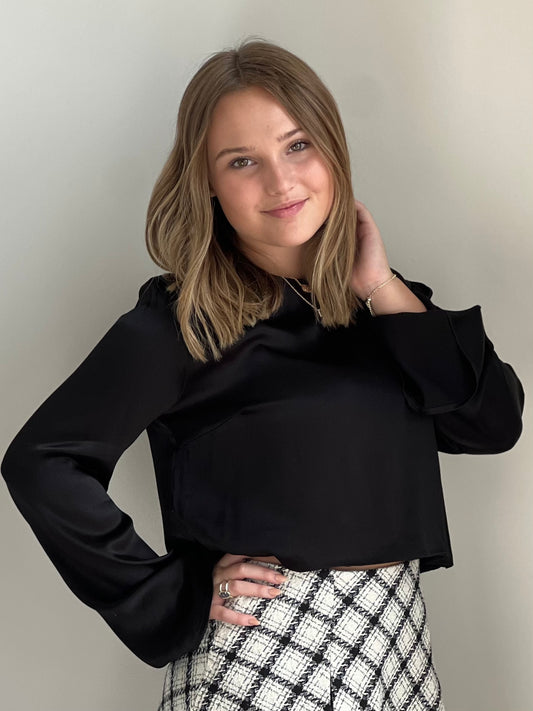 Stori Black Slit Top