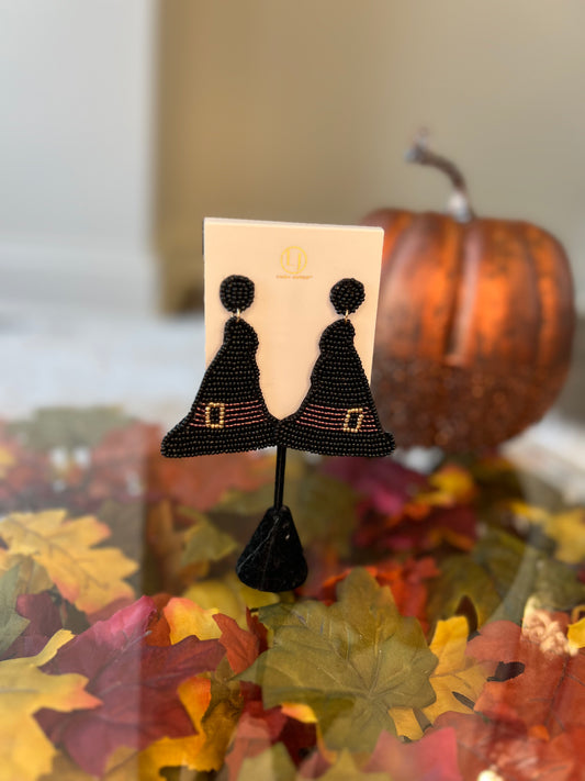 Black/Purple Witch Hat Earrings