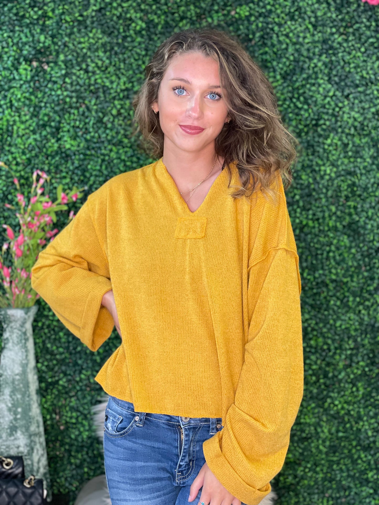 Vivianne V-Neck Wide Sleeve Sweater