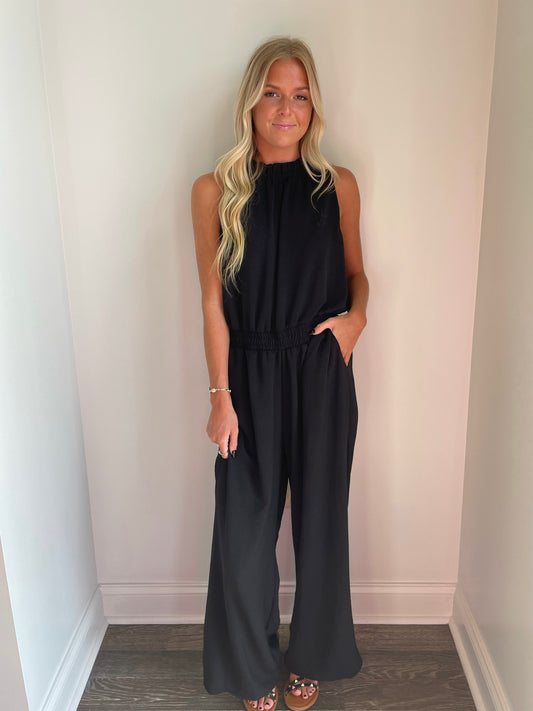 Henley High Ruffle Neck Romper