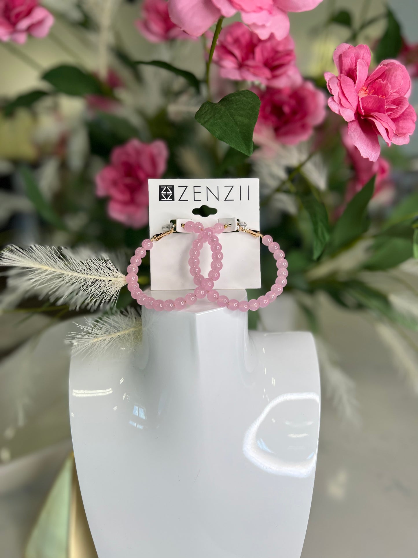 Glass Bead Hoop Earring