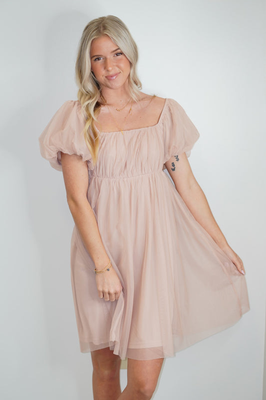 Gabi Puff Sleeve Mesh Mini Dress