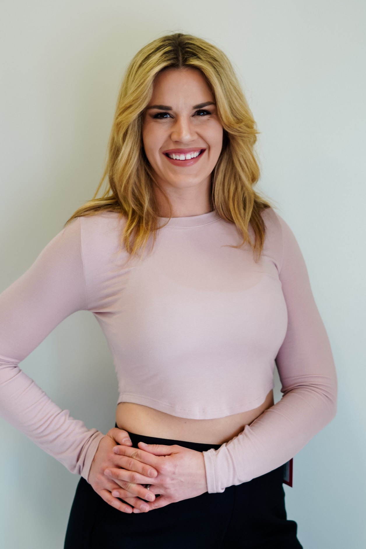 Layla Long Sleeve Swoop Side Crop Top
