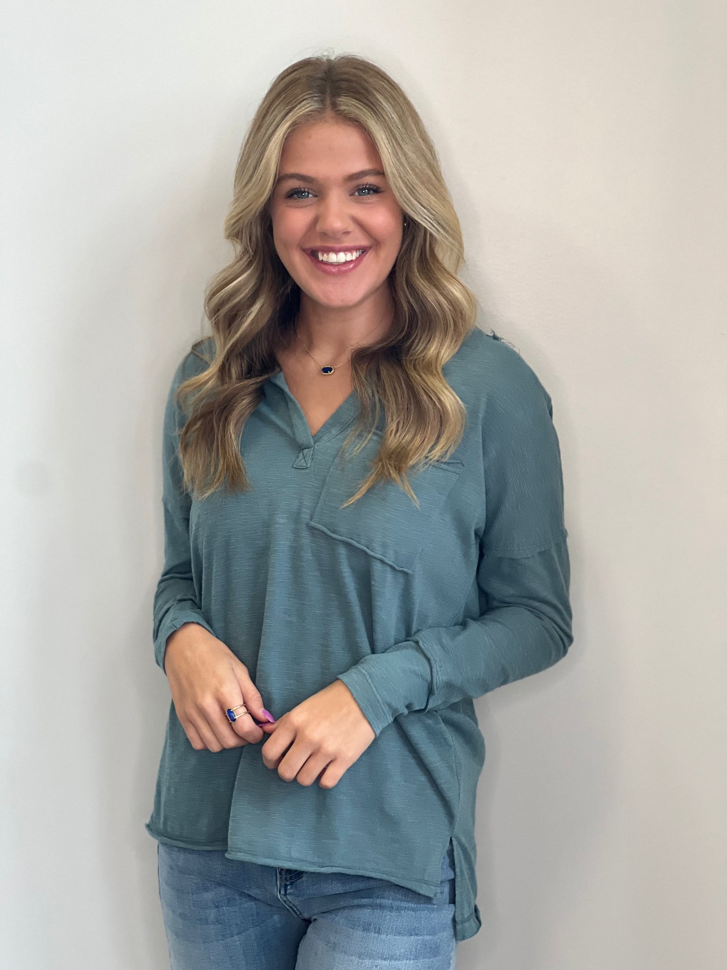 Everly V-Neck Pocket Top