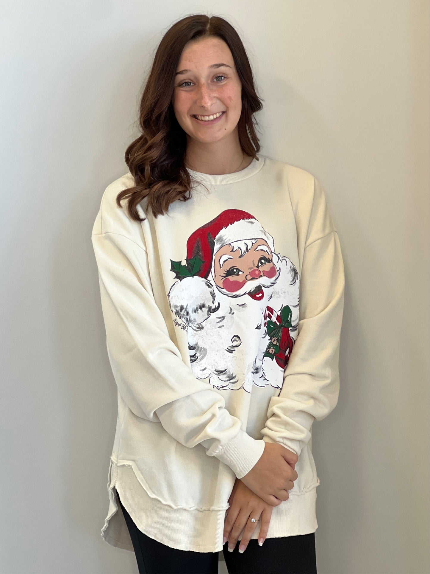 Caitlin Vintage Santa Cream Pullover