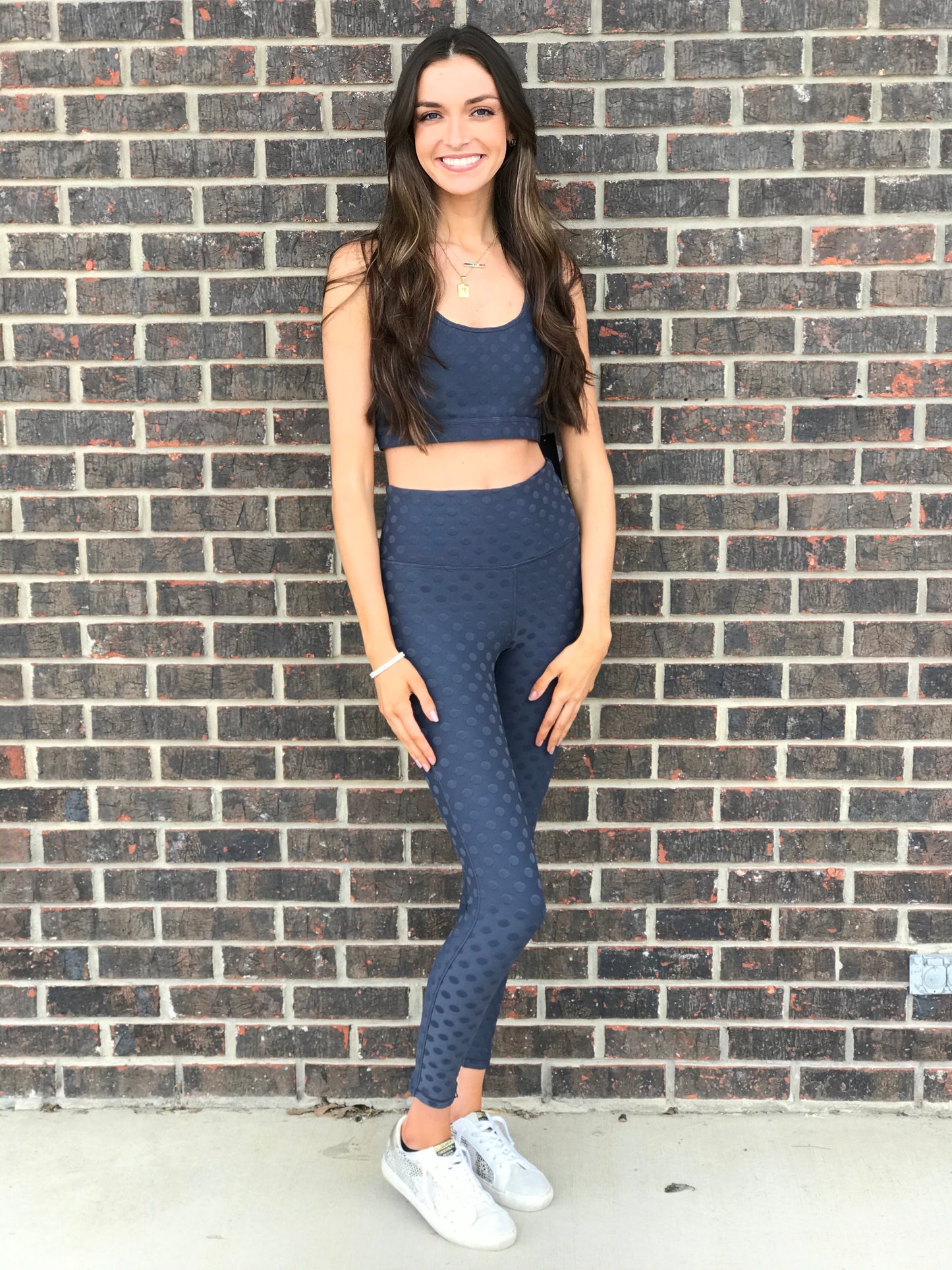 Amber Textured Polka Dot Sports Bra