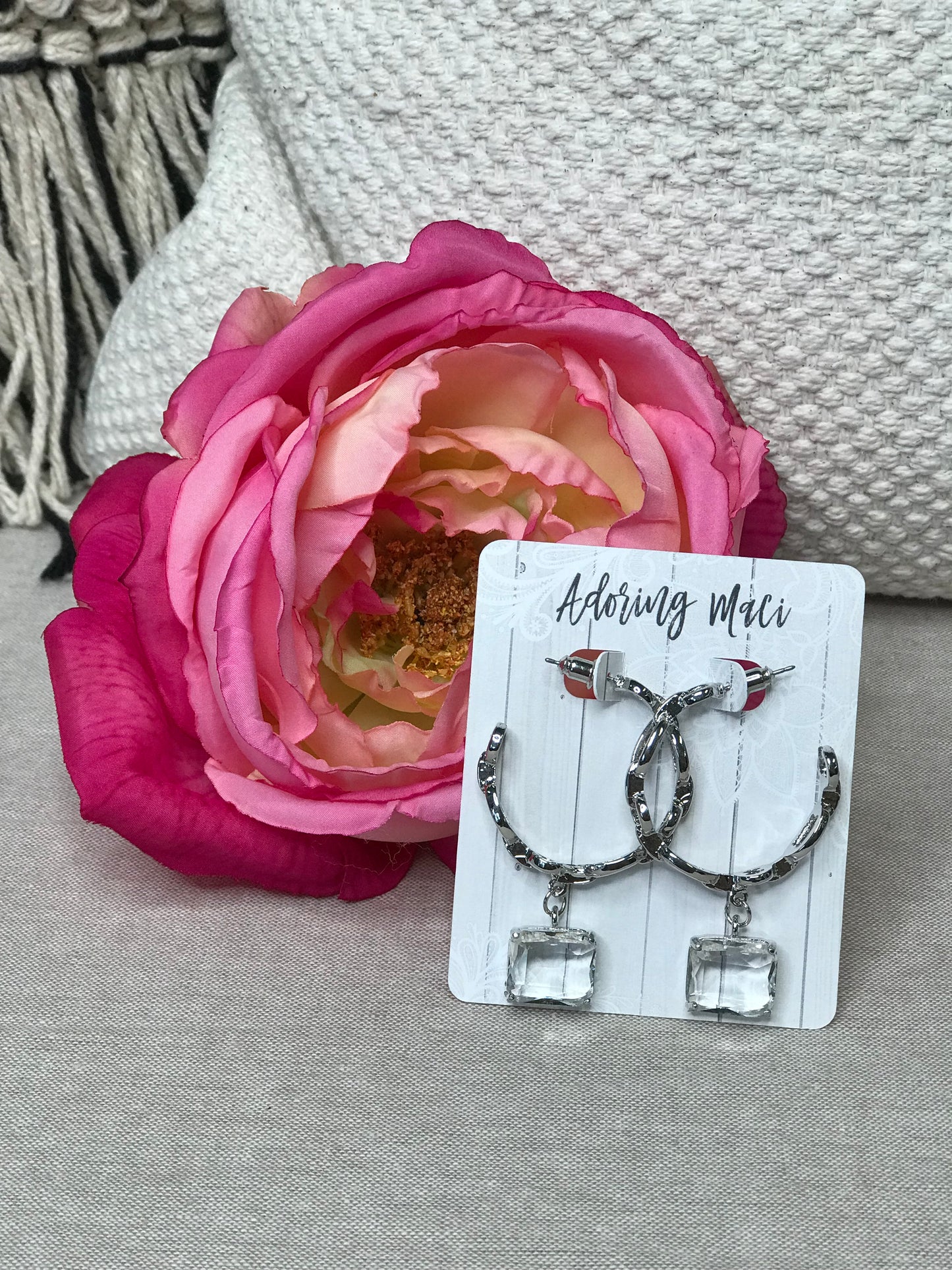 Chasity Chain Link Drop Crystal Hoops