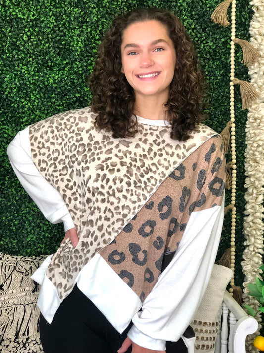 Mary Cheetah Long Sleeve Top