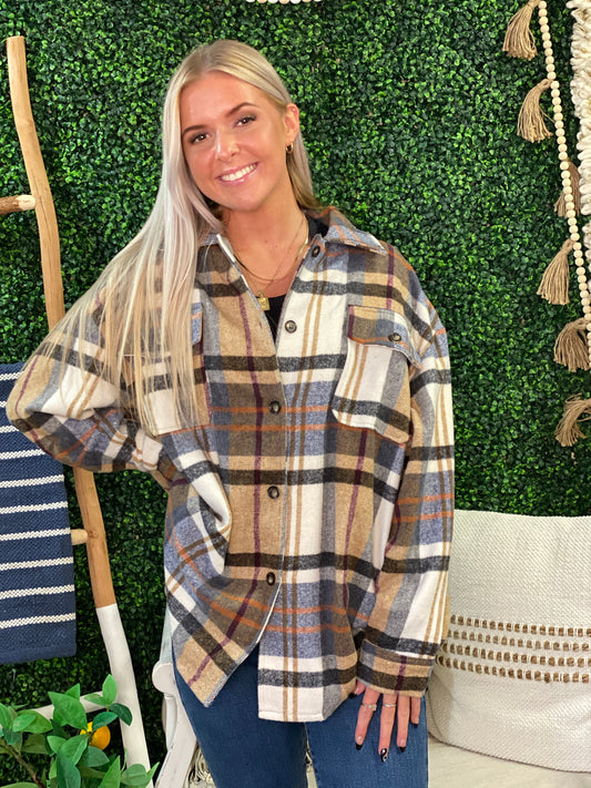 Shyla Textured Plaid Flannel Shacket
