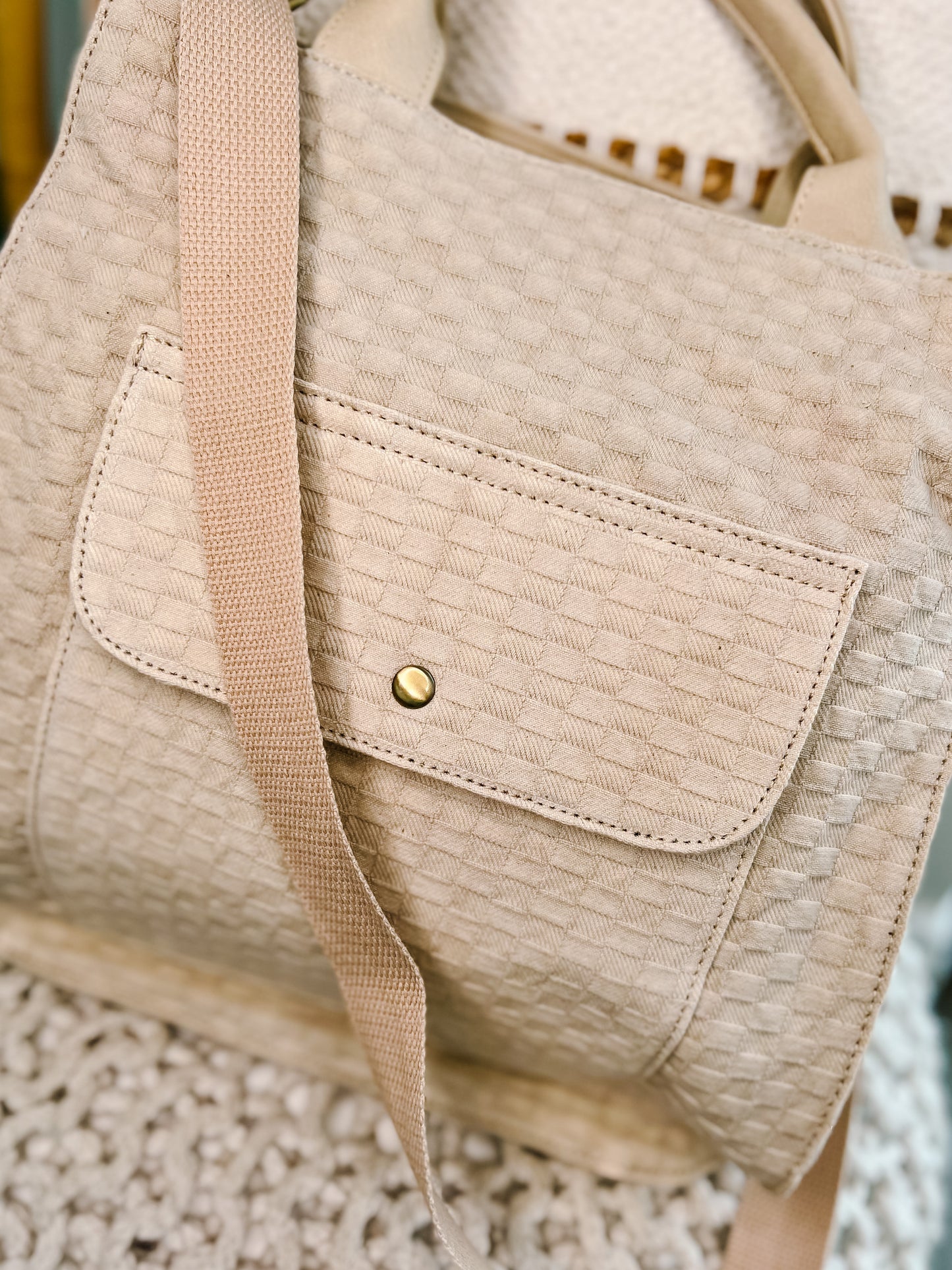 Hannah Checkered Satchel w/ Guitar Strap