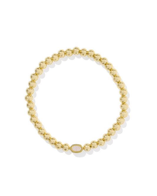 Mini Gold Stretch Bracelet, Ivory Mother of Pearl Crystal, Size- 6.5' UN-STRETCHED CIRCUMFERENCE, 0.4"L X 0.35"W STATION