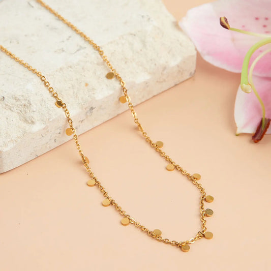 gold disc chain necklace