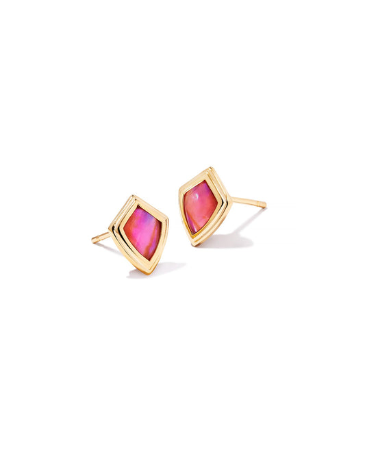 Your everyday studs are elevated in the Monica Gold Stud Earrings in Light Burgundy Illusion. The unique kite-shaped frame and eye-catching stone combine to make one timeless, go-to pair. Style them solo or wear with a statement earring for an effortlessly elegant stack.