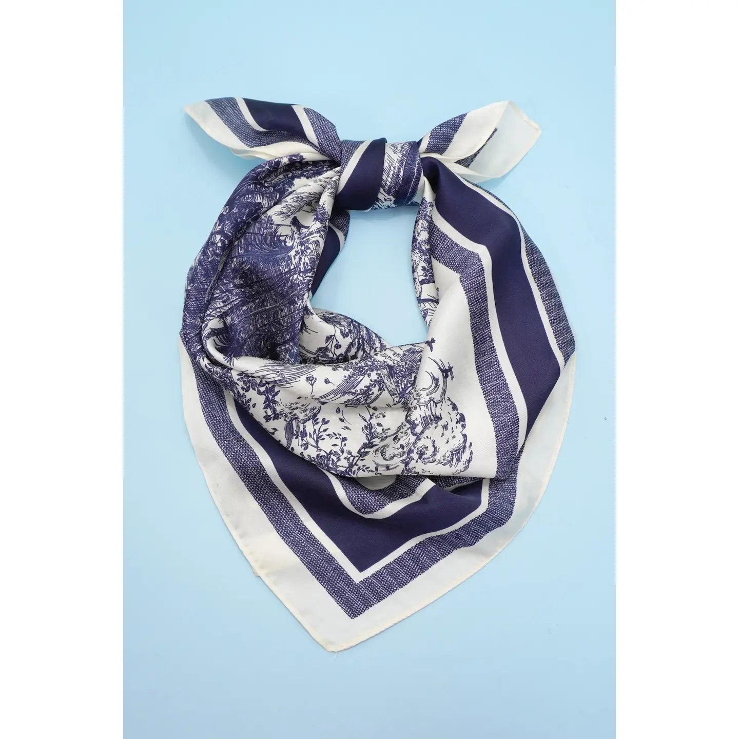 Large Floral Toile Print Bandana Scarf