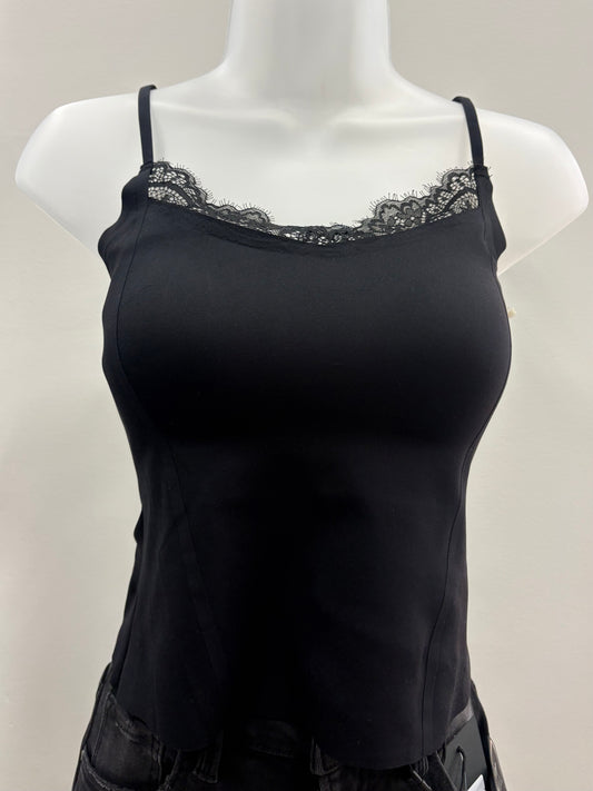 Padded Black Lace Trim Cami
