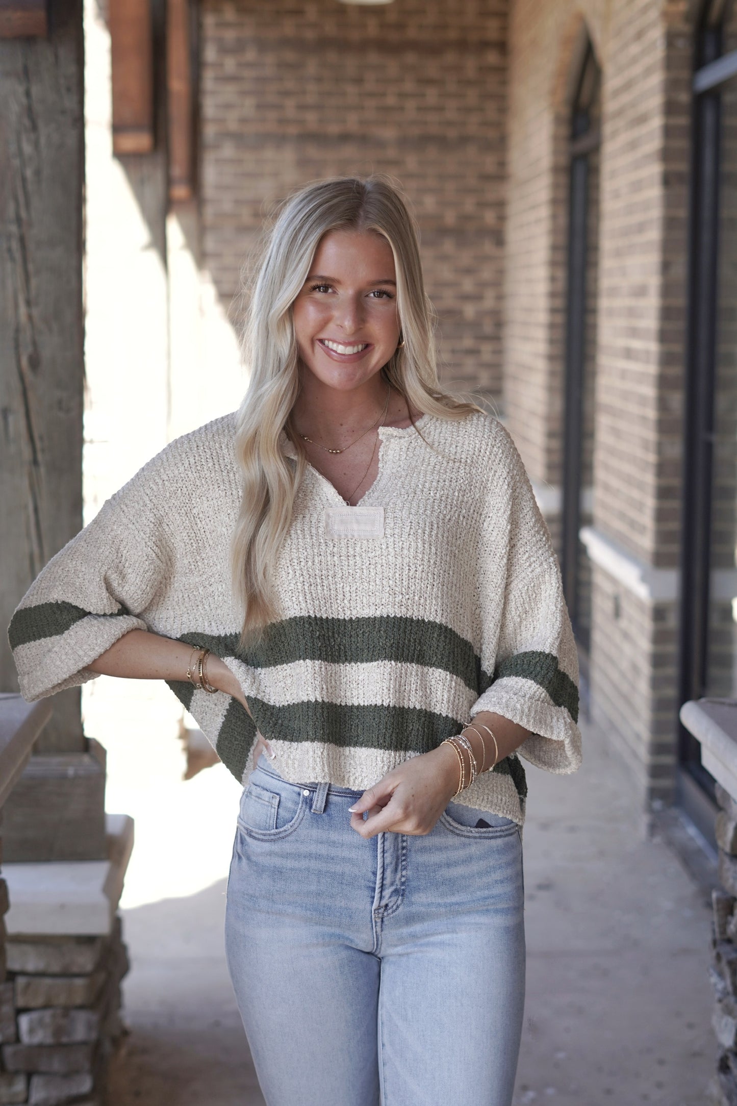 Saylor Stripped Cropped Sweater