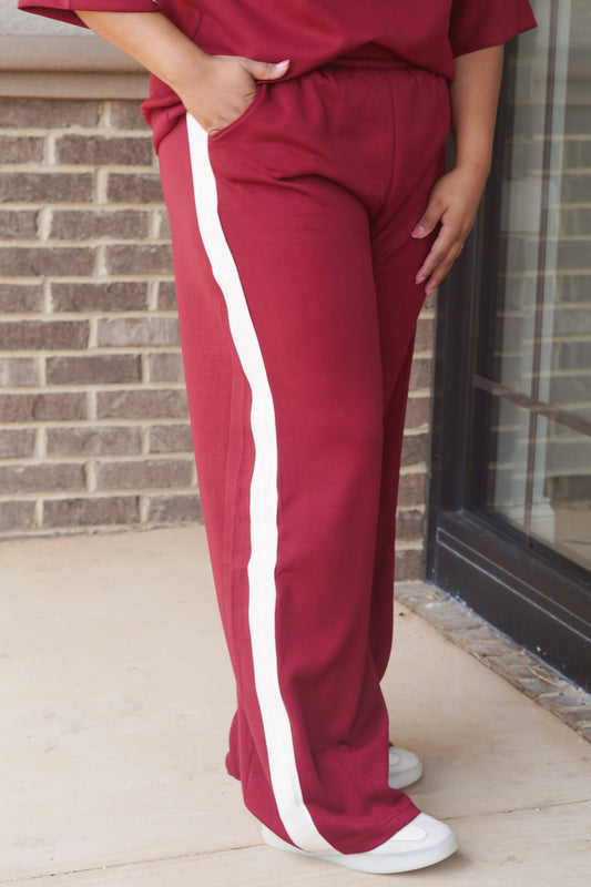 Crimson Scuba Wide Leg Pants