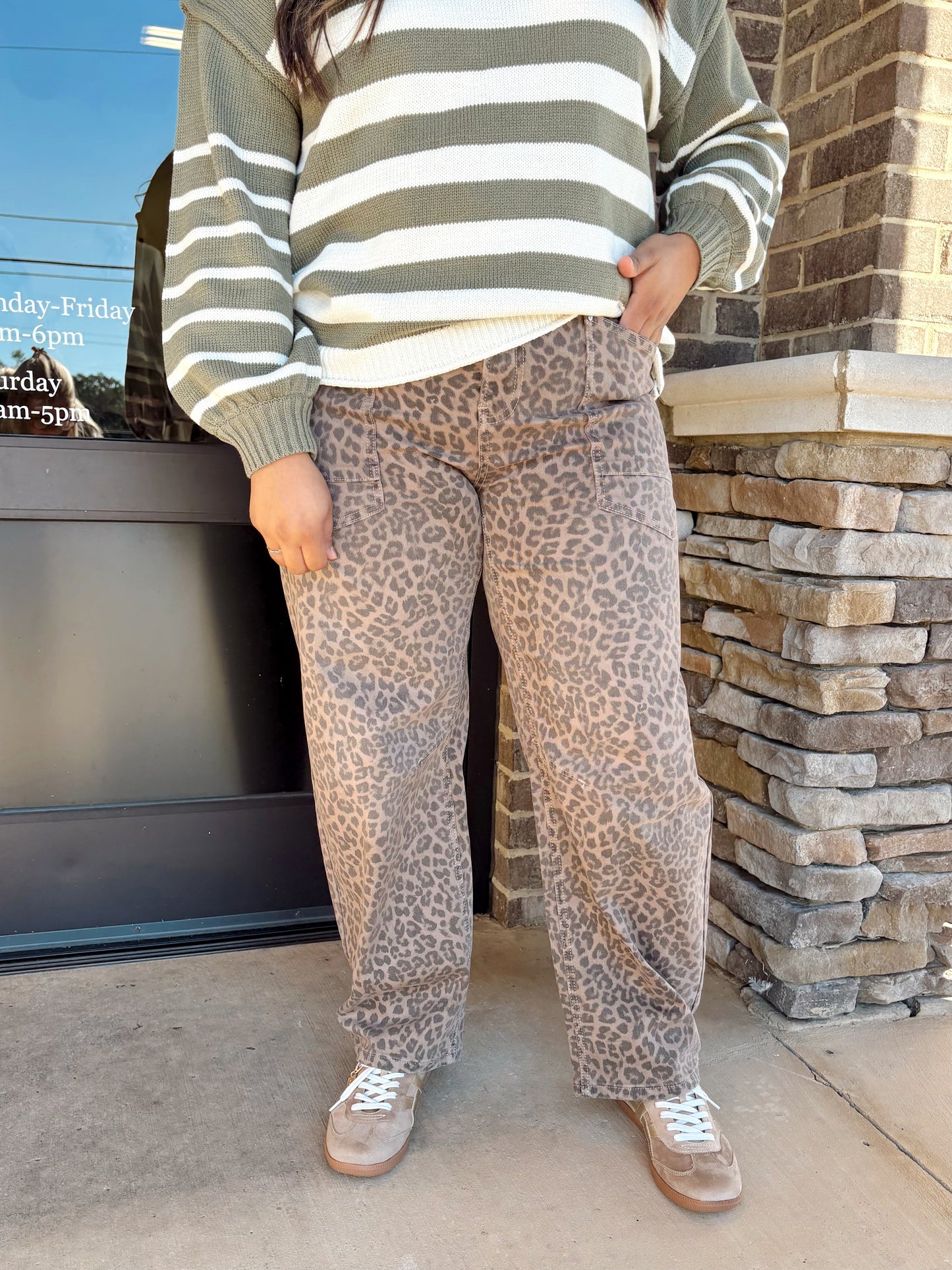 Lizzie Leopard Print Barrel Jeans