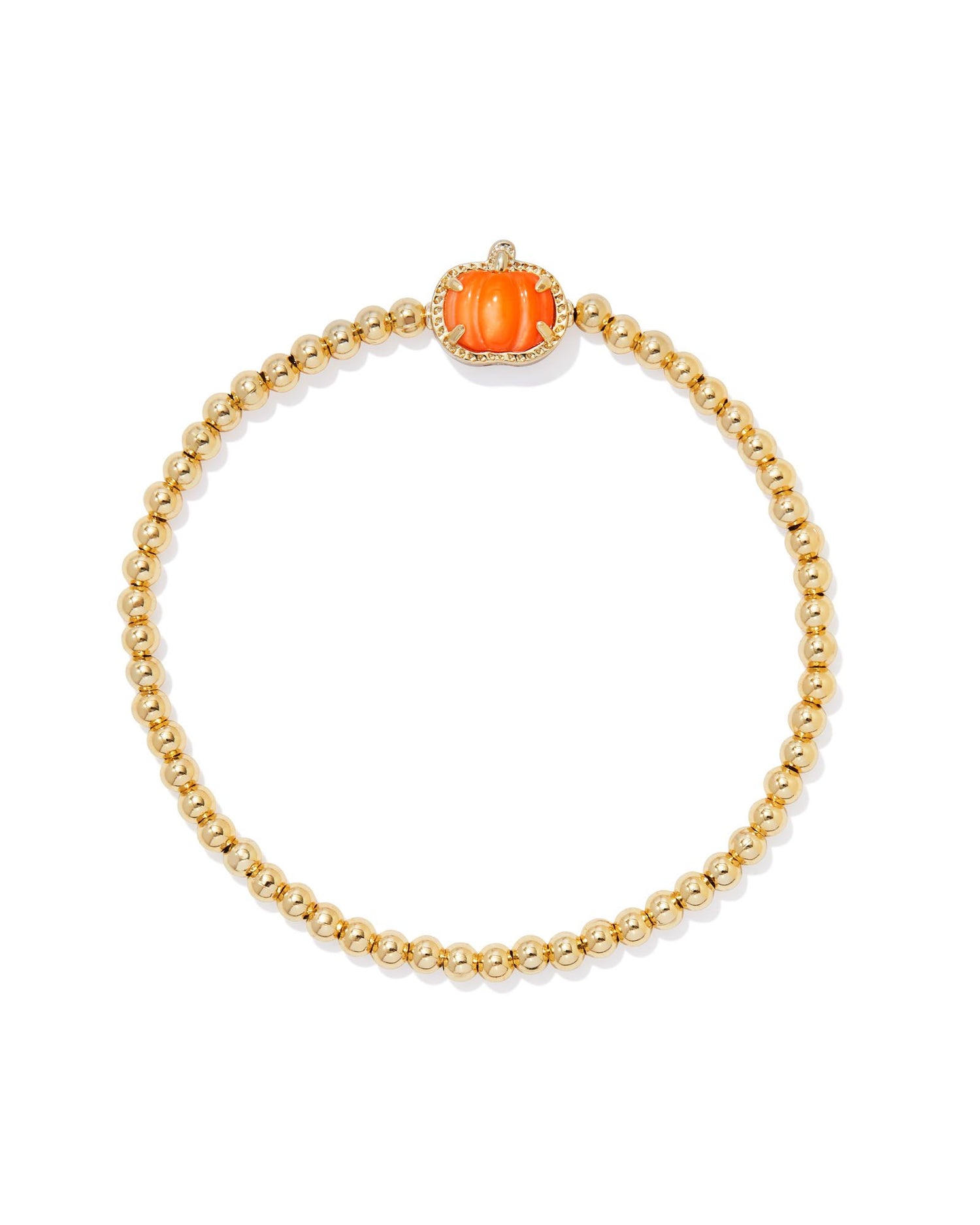 What better way to get in the spirit of the season than with the Pumpkin Gold Stretch Bracelet in Orange Mother-of-Pearl? Whether paired with a costume or your pumpkin-picking fit, we have a feeling this adorable bracelet will be your favorite fall accessory. Speaking of pairing, this bracelet will match perfectly with the bestselling Pumpkin Short Pendant Necklace.