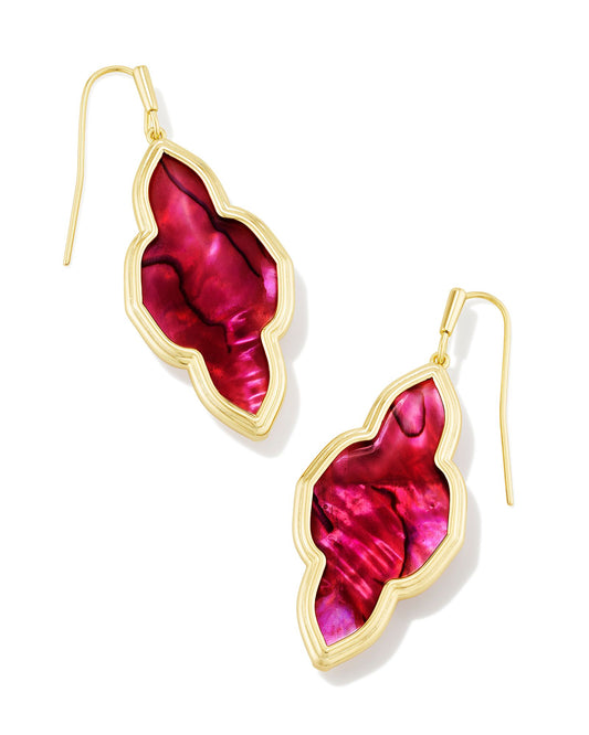 A celebration of our signature medallion logo, the Framed Abbie Gold Drop Earrings are a glam take on the everyday drop style. A gorgeous stone is paired with a sleek metal frame, creating earrings that complement any and every face shape. Light Burgundy Illusion. 