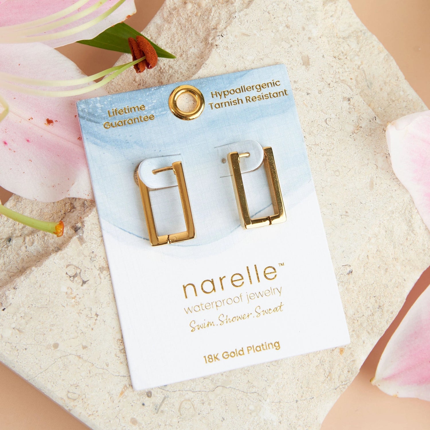  Rectangle Gold Hoop Earrings 