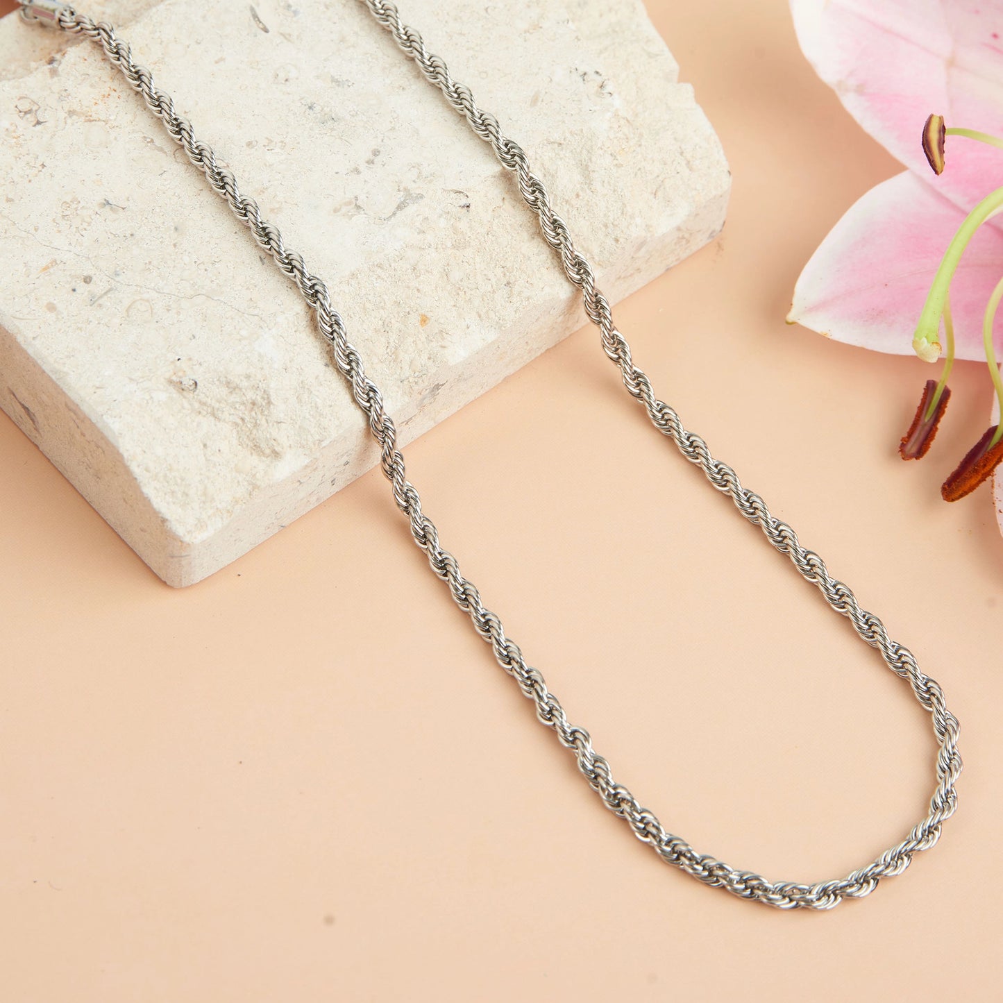 singular rope design sliver chain  