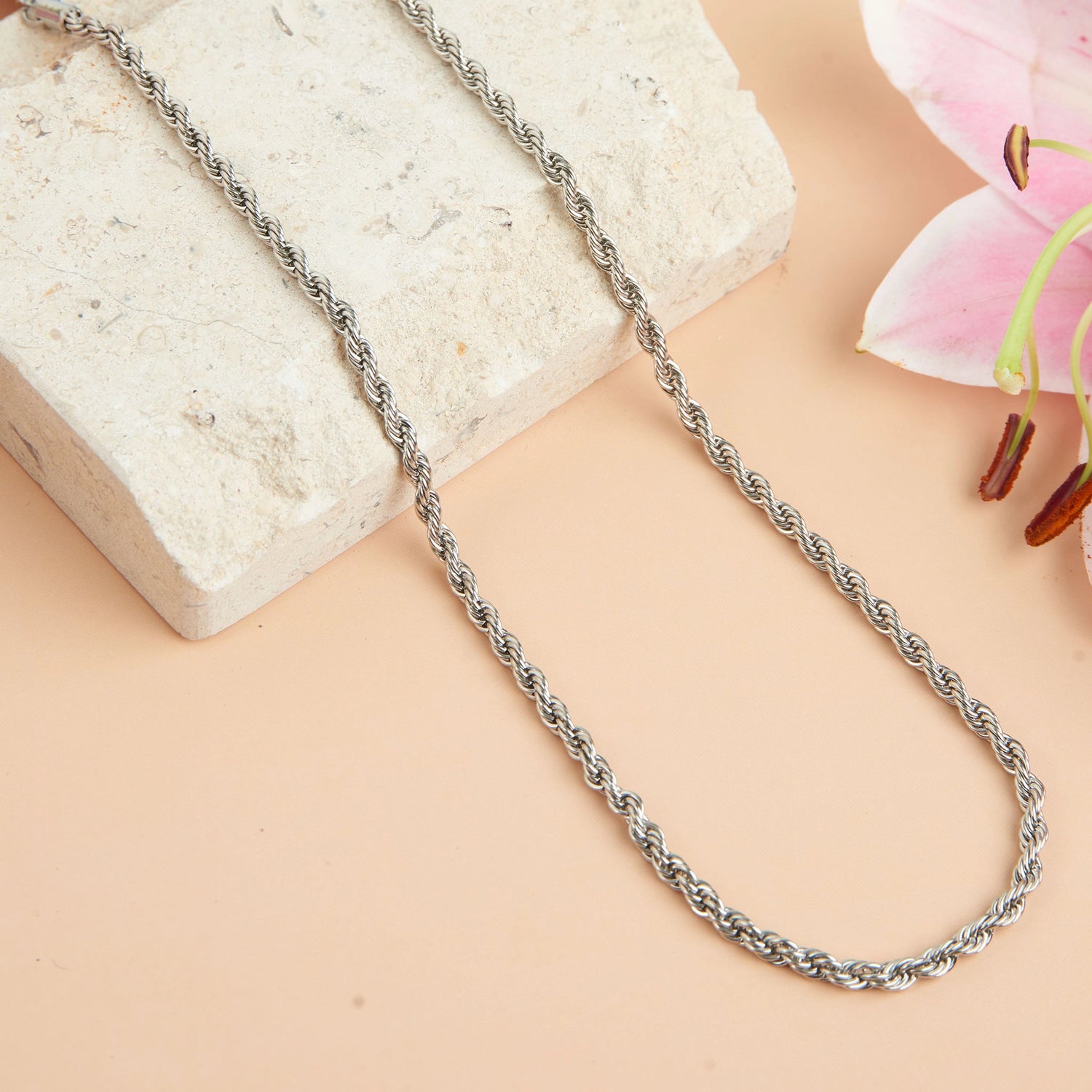 singular rope design sliver chain  