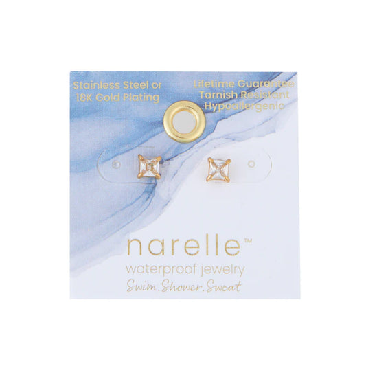 Square Cubic Zirconia Stud Earrings