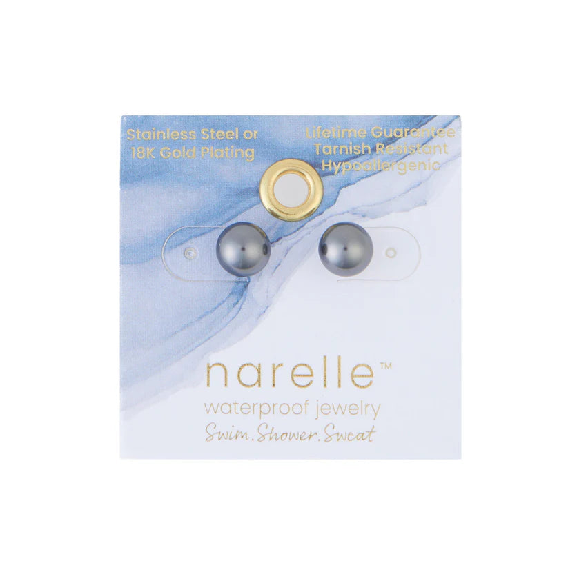 Gray Pearl Stud Earrings