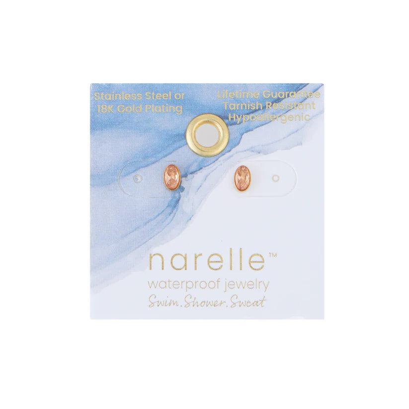 Oval Gem Stud Earrings